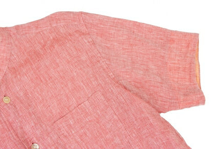 ISSEY MIYAKE MEN Linen No-Collar S/S Shirt Red Size 2