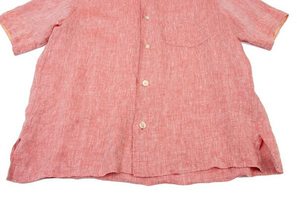 ISSEY MIYAKE MEN Linen No-Collar S/S Shirt Red Size 2