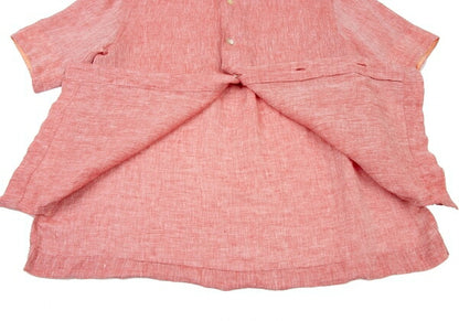 ISSEY MIYAKE MEN Linen No-Collar S/S Shirt Red Size 2