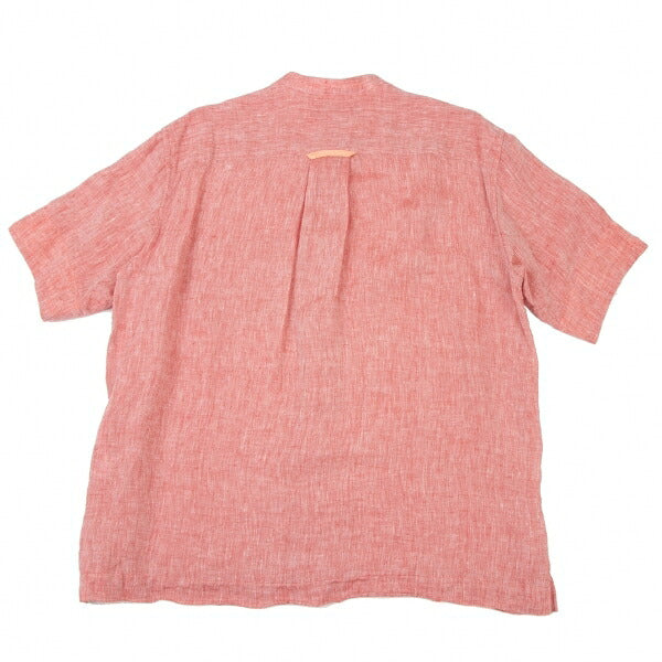 ISSEY MIYAKE MEN Linen No-Collar S/S Shirt Red Size 2