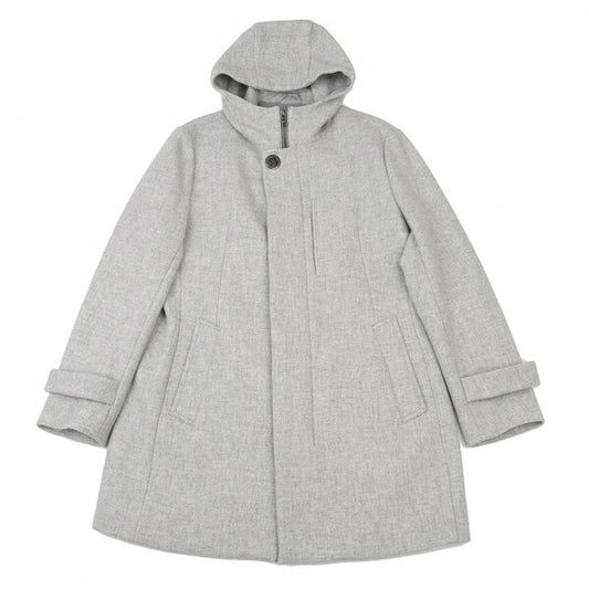 EPOCA UOMO Wool Nylon Double Zip Hooded Coat Gray Size 52