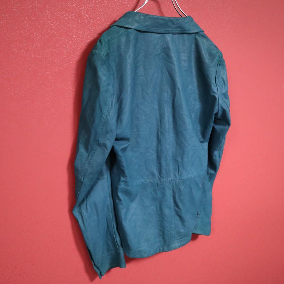 Vintage EMMETI Turquoise Blue Lamb Leather 3-Button Size 44