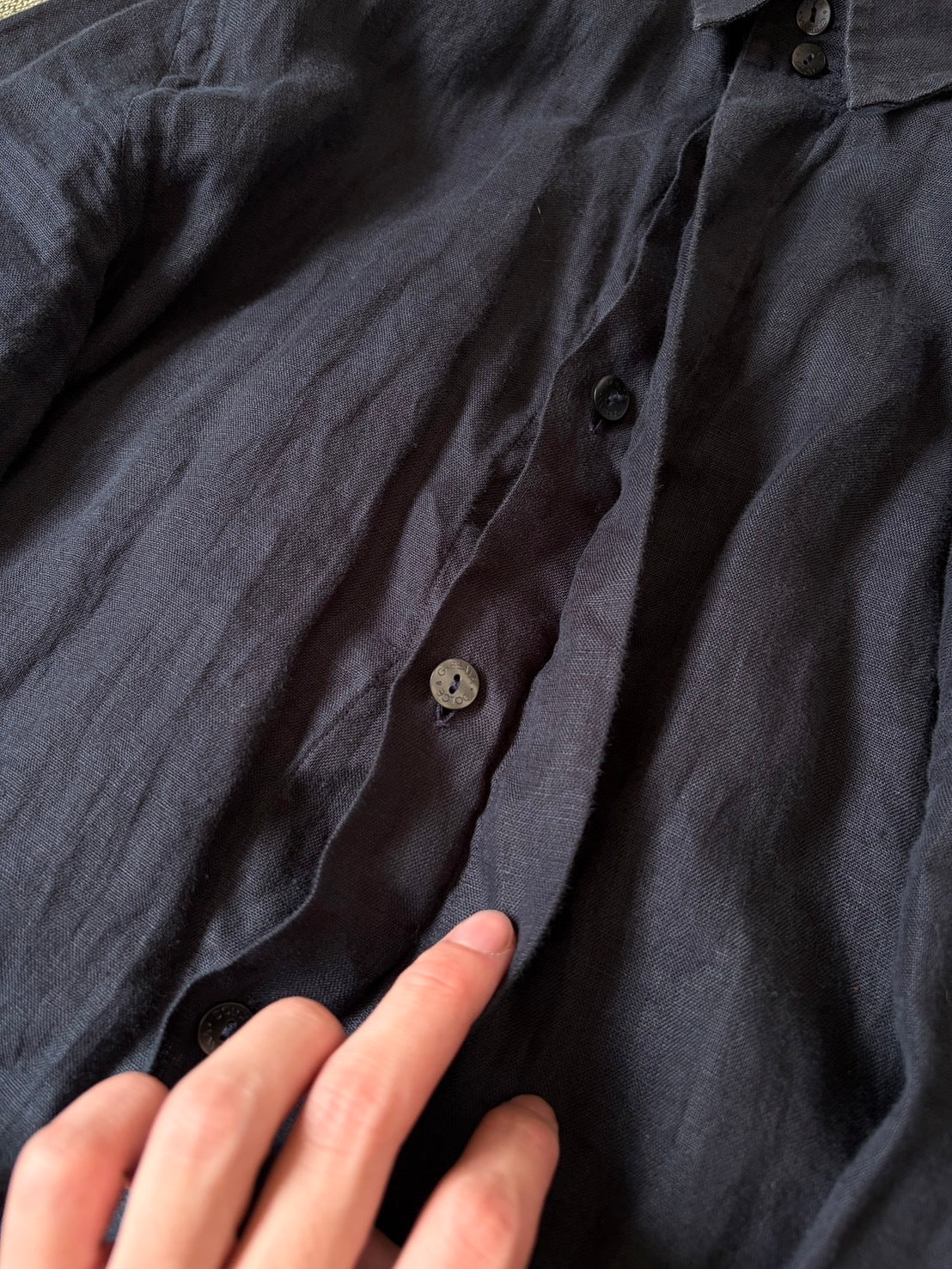 DOLCE & GABBANA 00s Linen Fly Front Shirt Navy Size 40