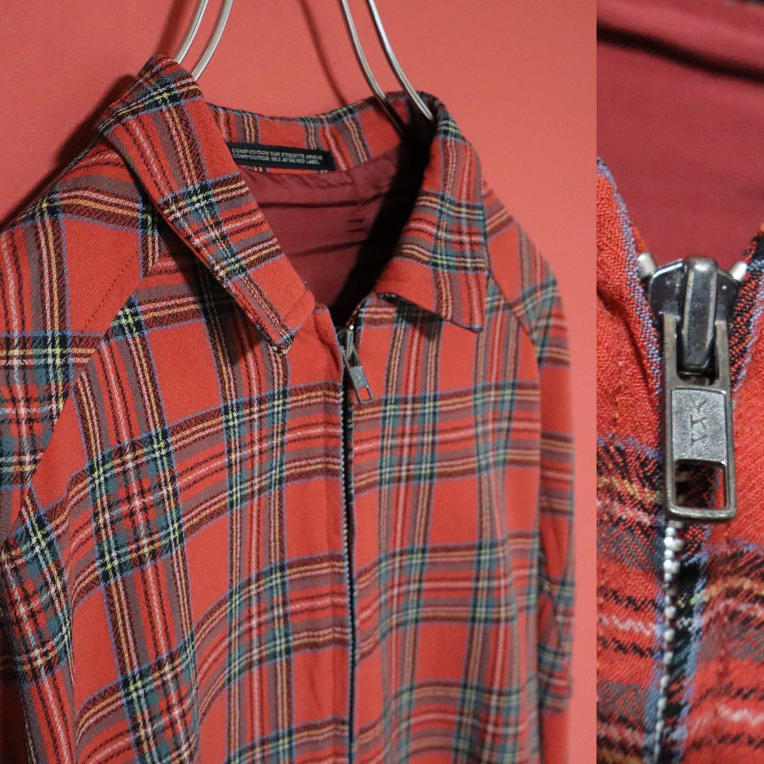 Yohji Yamamoto Red 90s Tartan Check Patch Coat Size FREE