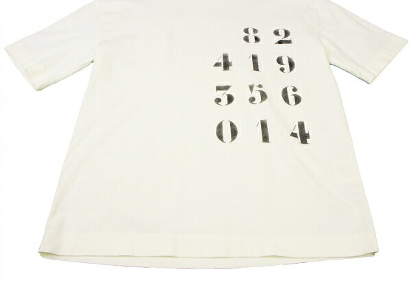 APPLIED ART FORMS Number Print Back White Cotton T-Shirt Size S