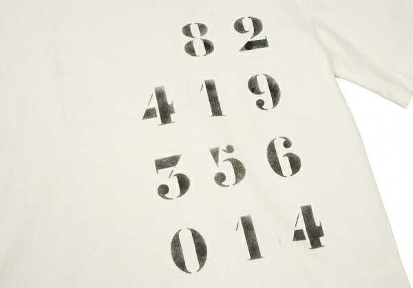 APPLIED ART FORMS Number Print Back White Cotton T-Shirt Size S