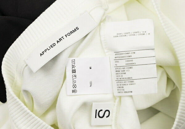 APPLIED ART FORMS Number Print Back White Cotton T-Shirt Size S