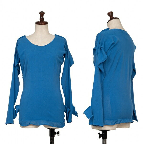 ISSEY MIYAKE Garment Dyed Stretch Mesh Knit Top Blue Size M