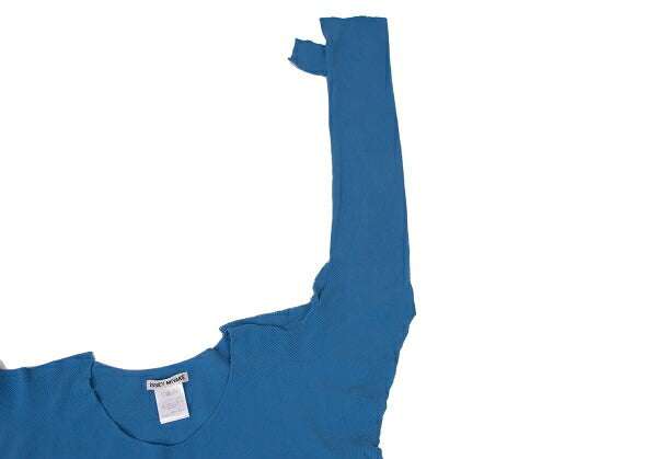 ISSEY MIYAKE Garment Dyed Stretch Mesh Knit Top Blue Size M