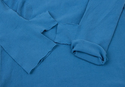 ISSEY MIYAKE Garment Dyed Stretch Mesh Knit Top Blue Size M