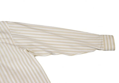 ISSEY MIYAKE MEN Stripe Band Collar Long Shirt Beige Size M