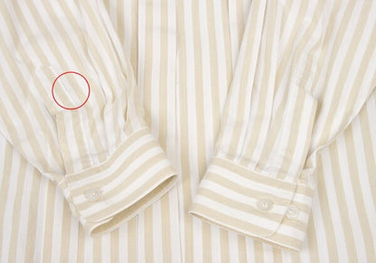 ISSEY MIYAKE MEN Stripe Band Collar Long Shirt Beige Size M
