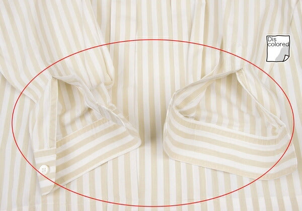 ISSEY MIYAKE MEN Stripe Band Collar Long Shirt Beige Size M