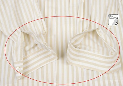 ISSEY MIYAKE MEN Stripe Band Collar Long Shirt Beige Size M