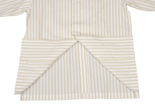 ISSEY MIYAKE MEN Stripe Band Collar Long Shirt Beige Size M