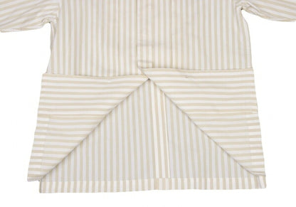 ISSEY MIYAKE MEN Stripe Band Collar Long Shirt Beige Size M