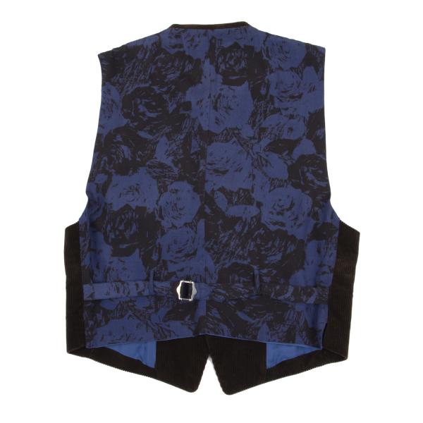 ISSEY MIYAKE MEN No Collar Panel Corduroy Brown Blue Vest Size M