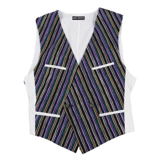 ISSEY MIYAKEMEN Cotton Diagonal Stripe Vest Black Size M