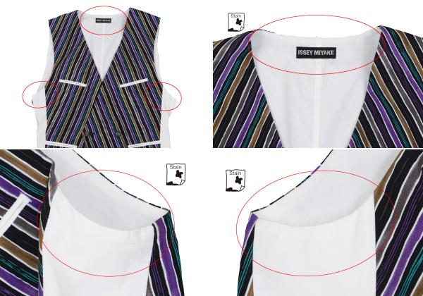 ISSEY MIYAKEMEN Cotton Diagonal Stripe Vest Black Size M