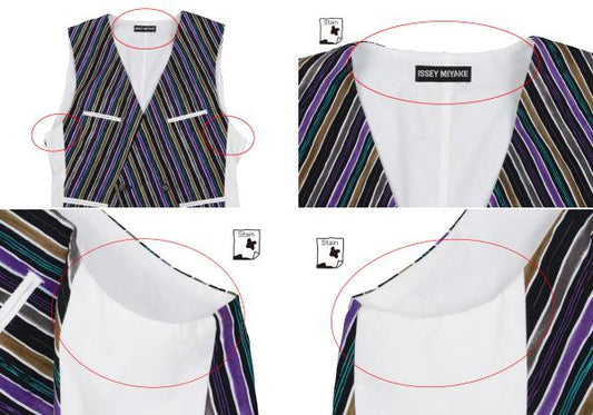 ISSEY MIYAKEMEN Cotton Diagonal Stripe Vest Black Size M