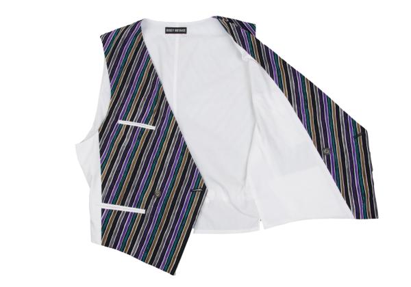 ISSEY MIYAKEMEN Cotton Diagonal Stripe Vest Black Size M