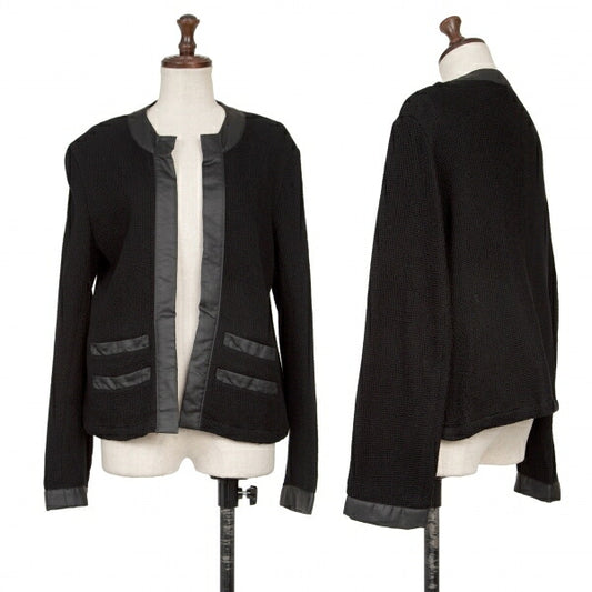 Y's Cotton Panelled Buttonless Knit Jacket Black Size M