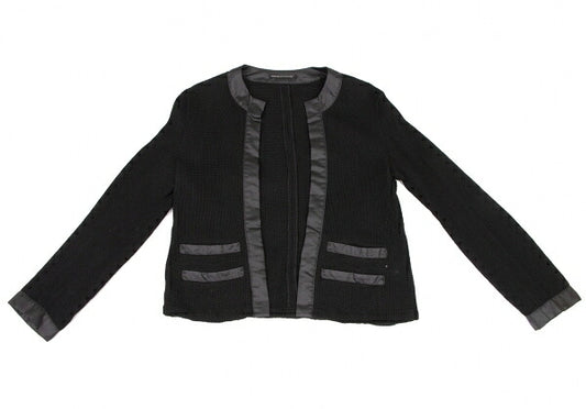 Y's Cotton Panelled Buttonless Knit Jacket Black Size M