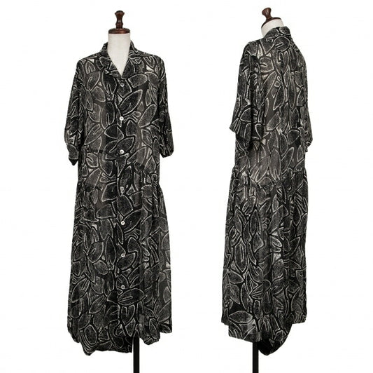 COMME des GARCONS All Over Print Poly Dress Black Size M