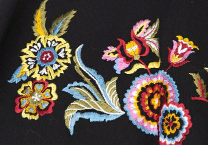 KENZO Wool Flower Embroidered Mini Skirt Black Multi Size 38