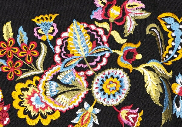 KENZO Wool Flower Embroidered Mini Skirt Black Multi Size 38