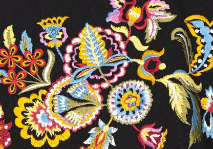 KENZO Wool Flower Embroidered Mini Skirt Black Multi Size 38