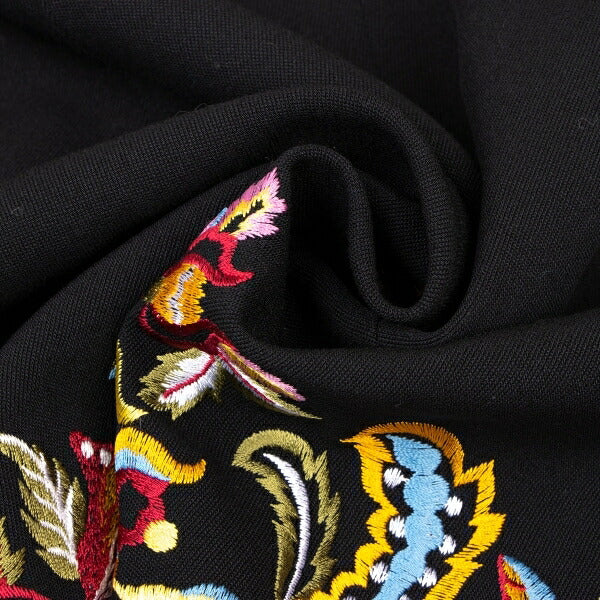 KENZO Wool Flower Embroidered Mini Skirt Black Multi Size 38