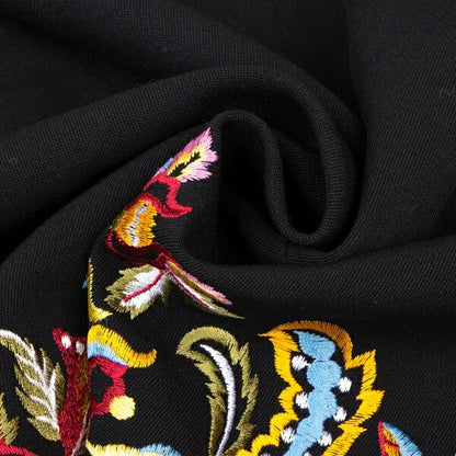 KENZO Wool Flower Embroidered Mini Skirt Black Multi Size 38