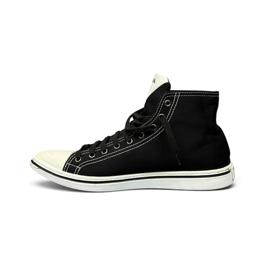 PRADA Sneakers Pointy High-Top Black Canvas Size 26.0cm