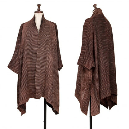 NEERU KUAR Wool Striped Side Slit Cardigan Brown Size M