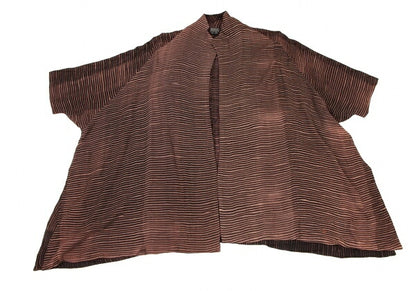 NEERU KUAR Wool Striped Side Slit Cardigan Brown Size M