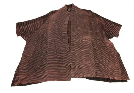 NEERU KUAR Wool Striped Side Slit Cardigan Brown Size M