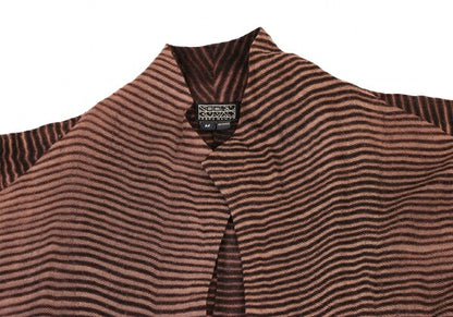 NEERU KUAR Wool Striped Side Slit Cardigan Brown Size M