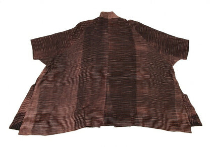 NEERU KUAR Wool Striped Side Slit Cardigan Brown Size M