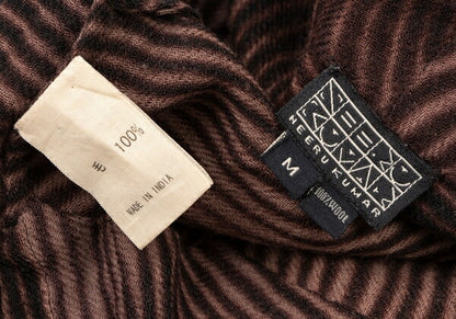 NEERU KUAR Wool Striped Side Slit Cardigan Brown Size M