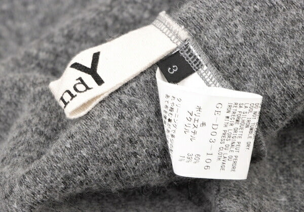 Ground Y Wool Poly Front Drape Knit Cardigan Gray Size 3
