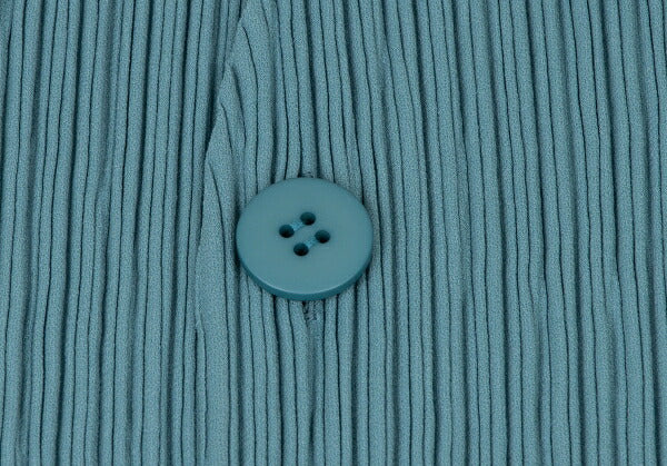ISSEY MIYAKE 22SS Pleated Collarless Long Light Blue Jacket Size 2