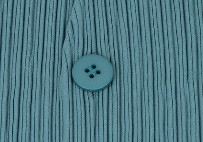 ISSEY MIYAKE 22SS Pleated Collarless Long Light Blue Jacket Size 2