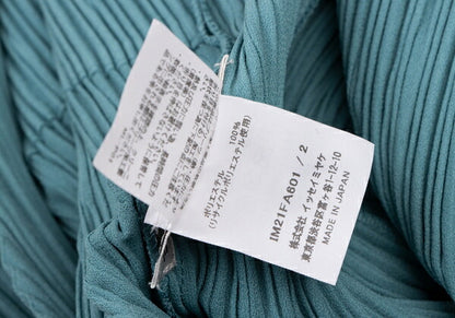ISSEY MIYAKE 22SS Pleated Collarless Long Light Blue Jacket Size 2