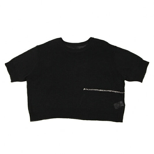 Y's 20SS Mesh Knit T-Shirt Black Size 2