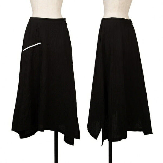 Y's 16SS Cotton Wrinkled Side Pocket Skirt Black Size 1