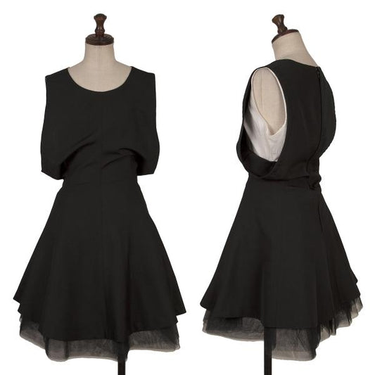 COMME des GARCONS Tulle Layered Wool Dress Black Size S
