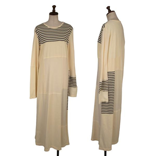 ISSEY MIYAKE I.S. Border Cotton Blend Maxi Dress Size M
