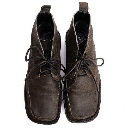 Y's Leather Platform Chukka Boots Green Size 23CM