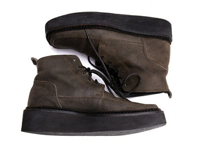 Y's Leather Platform Chukka Boots Green Size 23CM